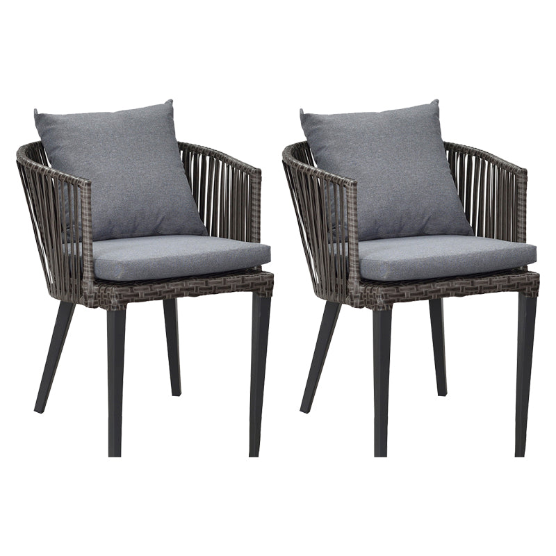 Metal Industrial Black Dining Armchair with Arm Patio Dining Chair