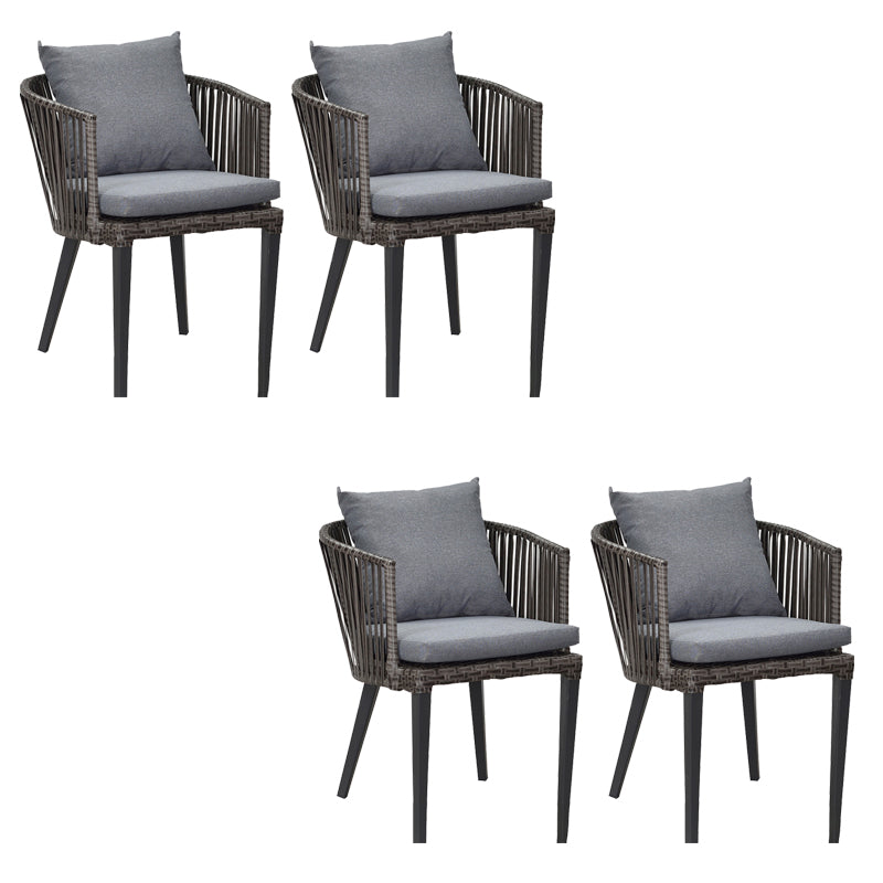 Metal Industrial Black Dining Armchair with Arm Patio Dining Chair