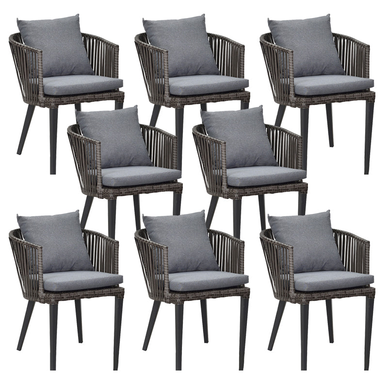 Metal Industrial Black Dining Armchair with Arm Patio Dining Chair