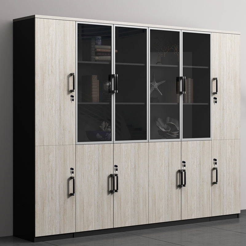 Contemporary File Cabinet Wooden Frame Key Lock Vertical File Cabinet for Office