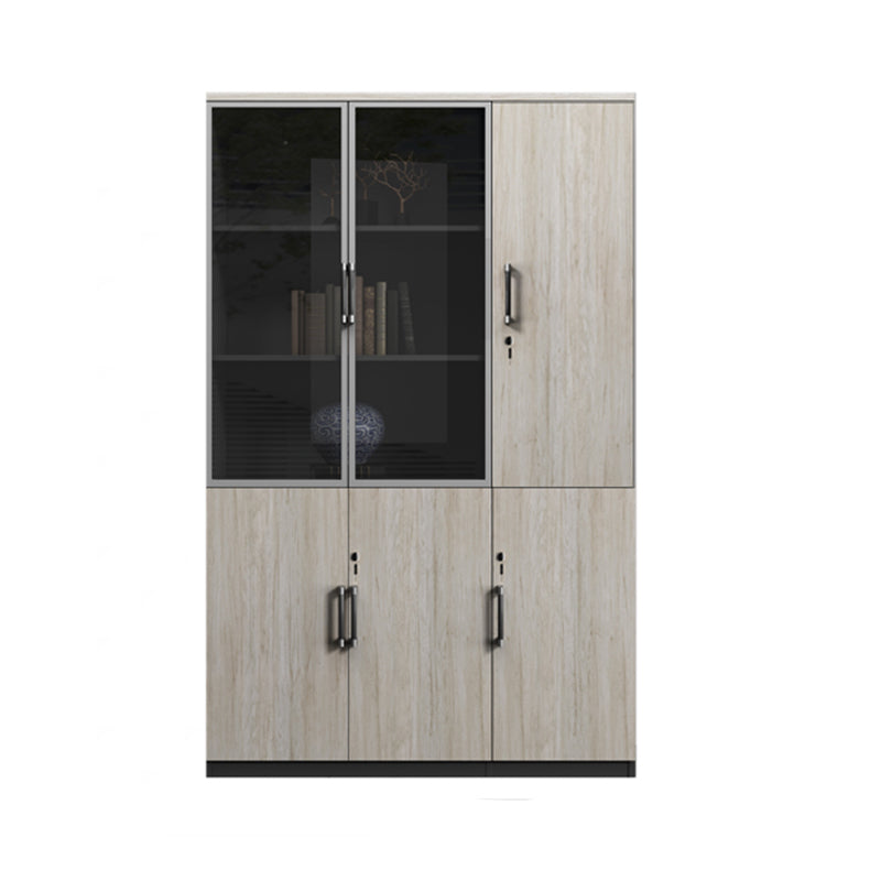 Contemporary File Cabinet Wooden Frame Key Lock Vertical File Cabinet for Office