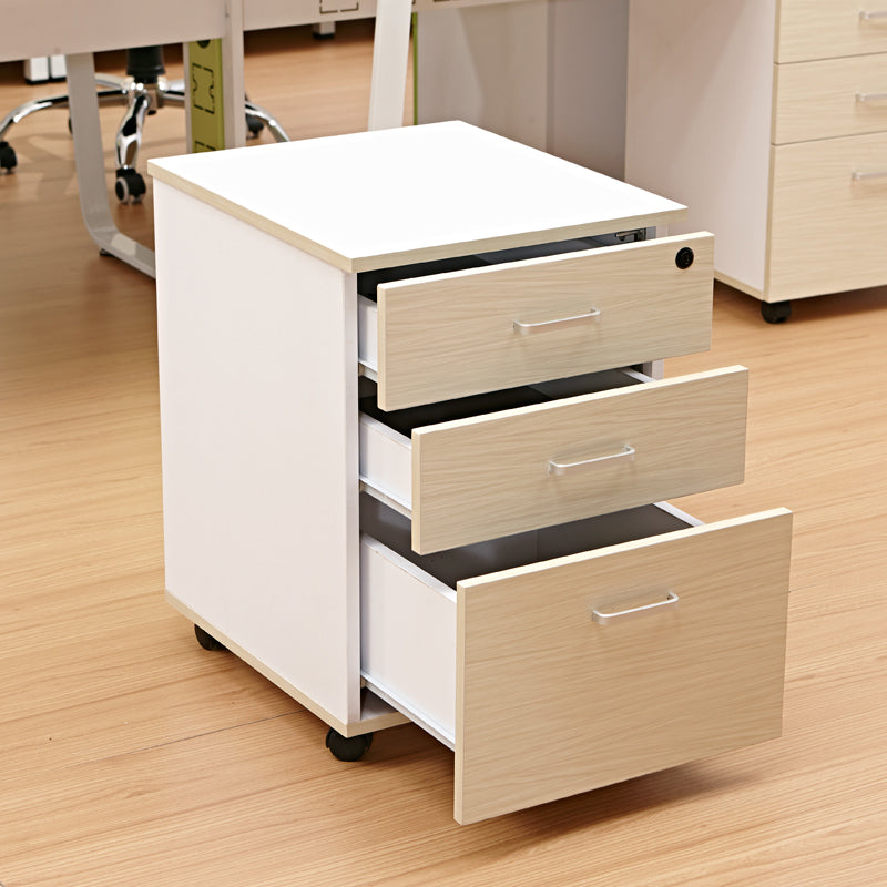 Contemporary File Cabinets Wood File Pedestal with Key Lock for Home Office