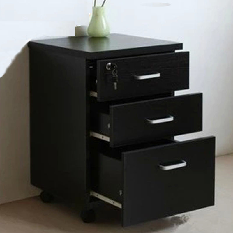 Contemporary File Cabinets Wood File Pedestal with Key Lock for Home Office