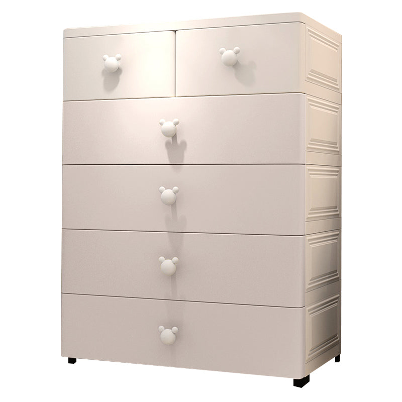 Scandinavian Kids Nightstand Plastic Chest Nursery Dresser with 6 Drawers