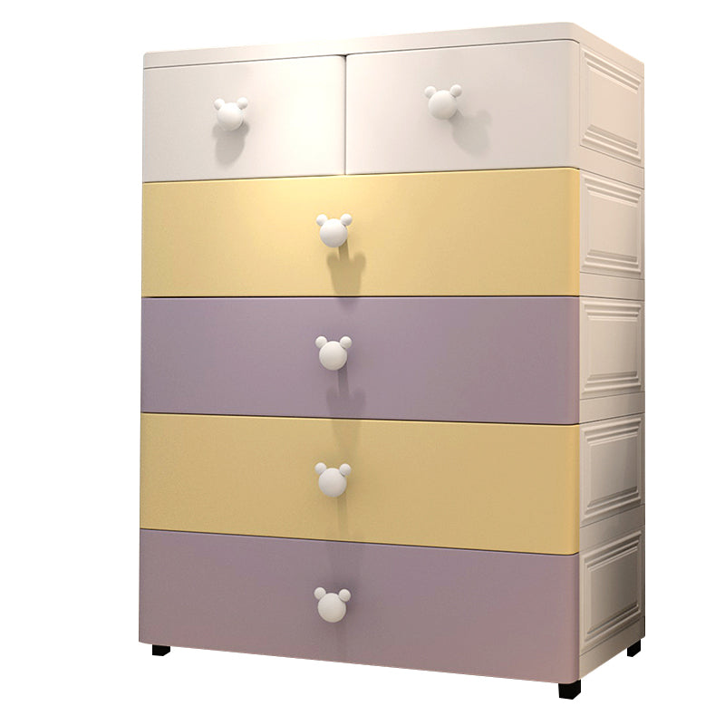 Scandinavian Kids Nightstand Plastic Chest Nursery Dresser with 6 Drawers