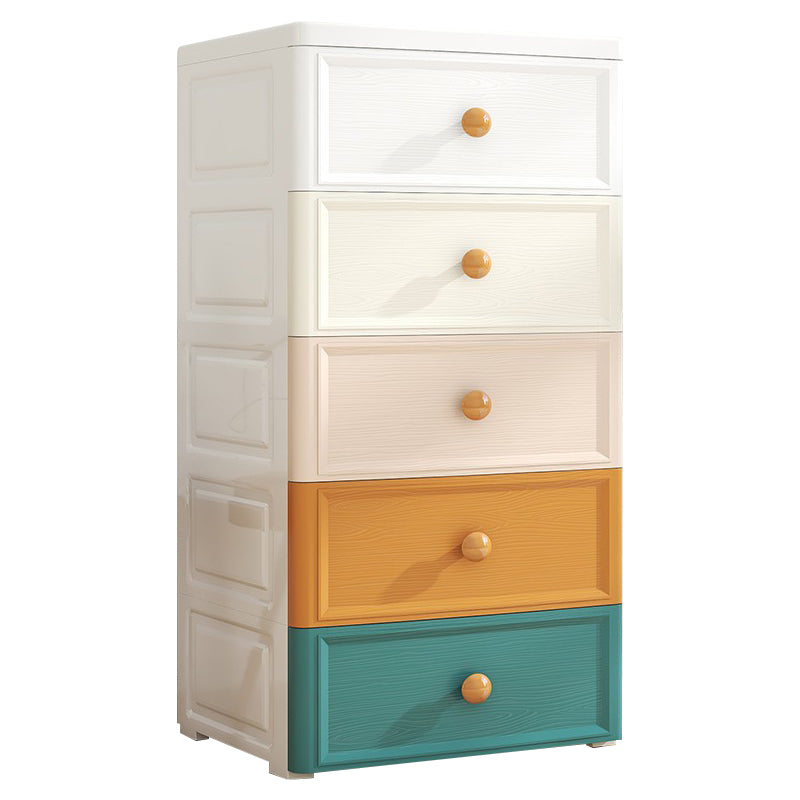 Ultra-Modern Plastic Kids Dressers Vertical Kids Furniture with Drawers for Bedroom