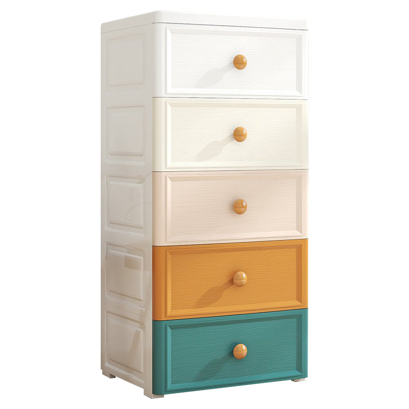 Ultra-Modern Plastic Kids Dressers Vertical Kids Furniture with Drawers for Bedroom