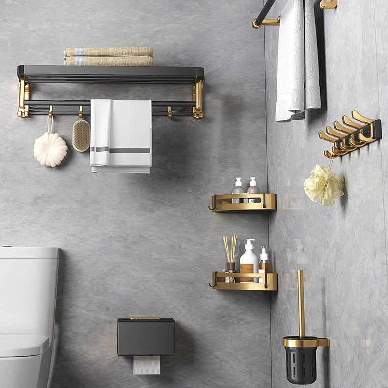 Contemporary Metal 6-Piece Bathroom Accessory Set with Bath Shelf