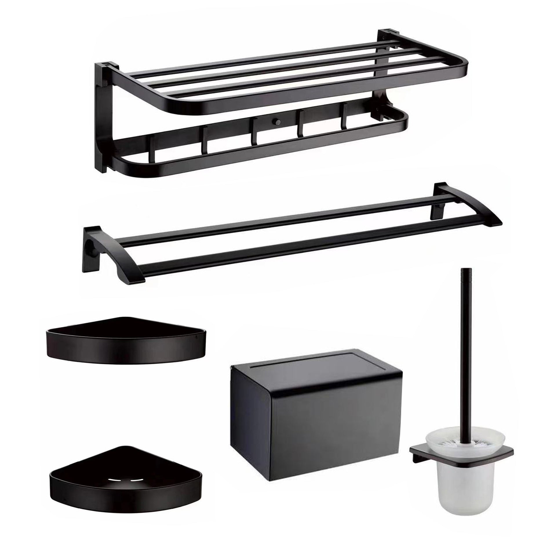 Contemporary Metal 6-Piece Bathroom Accessory Set with Bath Shelf