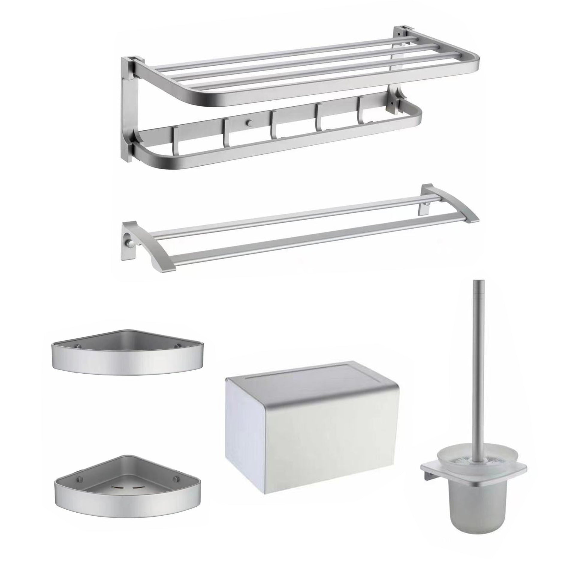 Contemporary Metal 6-Piece Bathroom Accessory Set with Bath Shelf