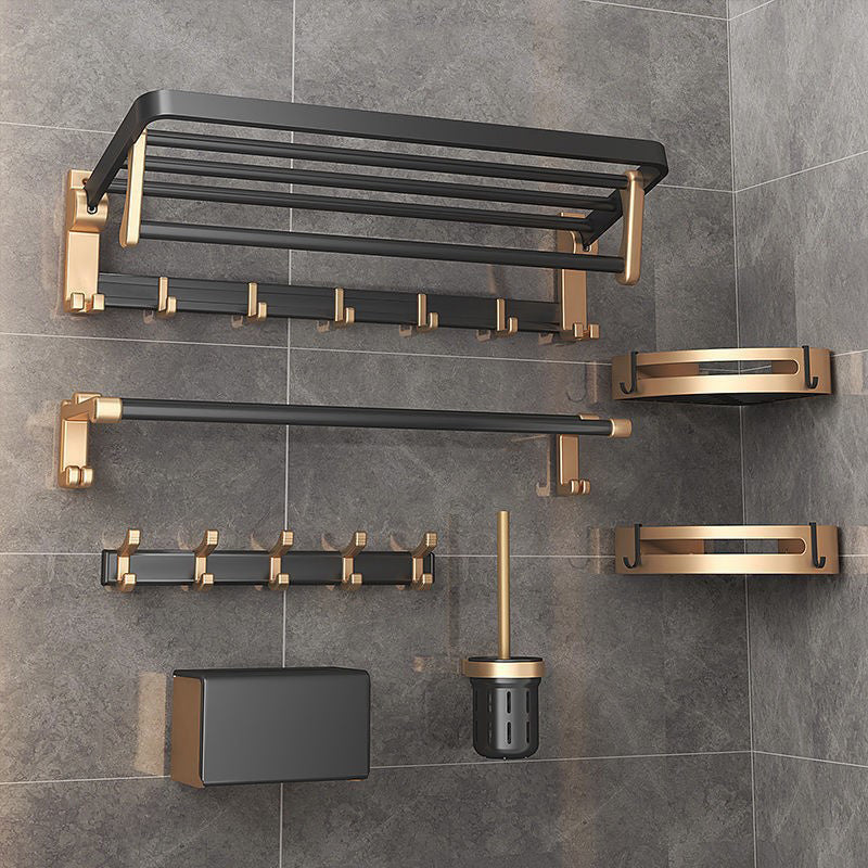 Contemporary Metal 6-Piece Bathroom Accessory Set with Bath Shelf