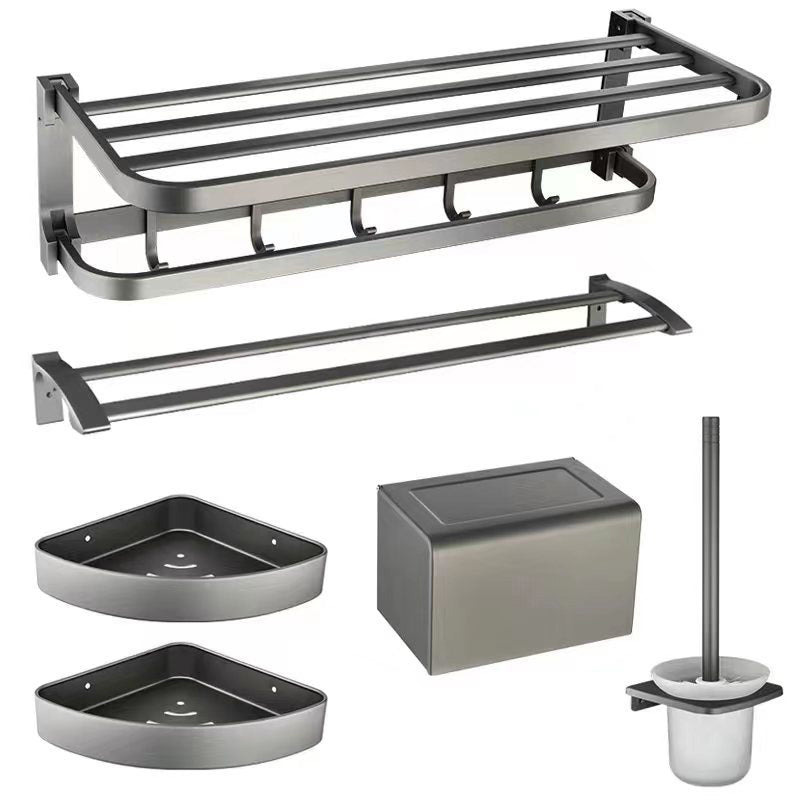 Contemporary Metal 6-Piece Bathroom Accessory Set with Bath Shelf