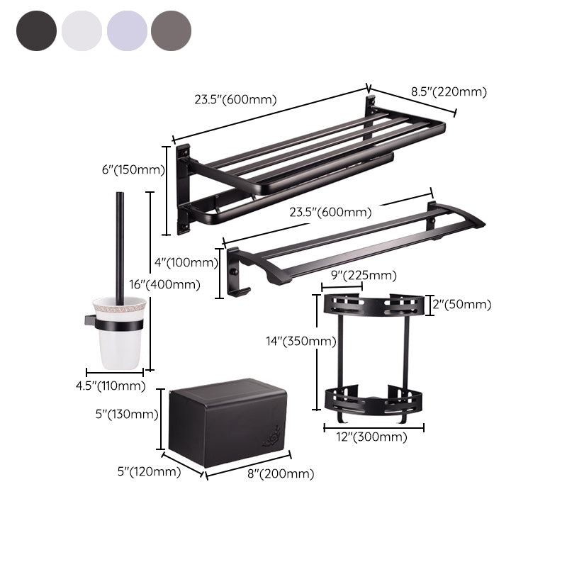 Modern 5 - Piece Bathroom Hardware Set with Triangle Bath Shelf