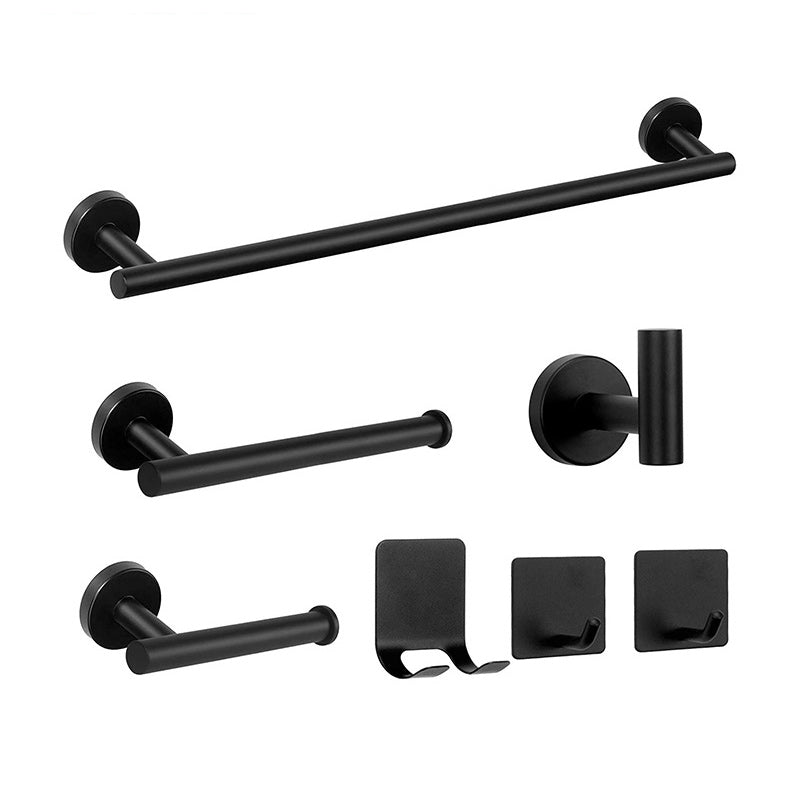 Matte Black Bathroom Hardware Set Stainless Steel Towel Bar/Paper Holder/Robe Hooks