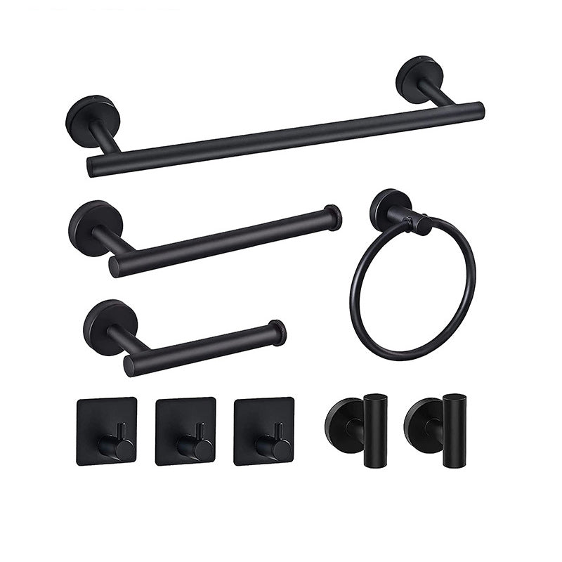 Matte Black Bathroom Hardware Set Stainless Steel Towel Bar/Paper Holder/Robe Hooks