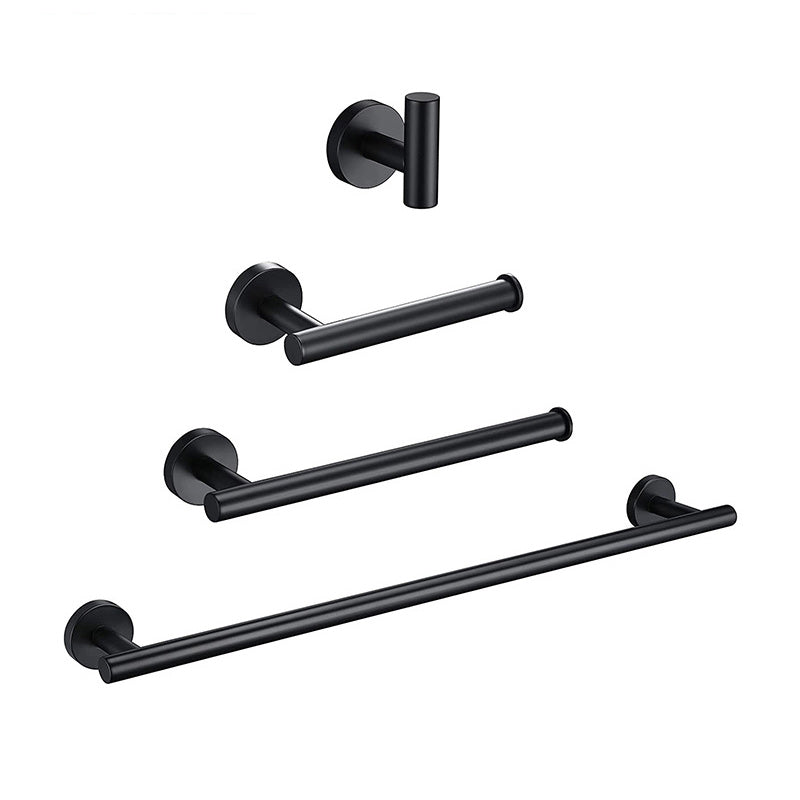 Matte Black Bathroom Hardware Set Stainless Steel Towel Bar/Paper Holder/Robe Hooks