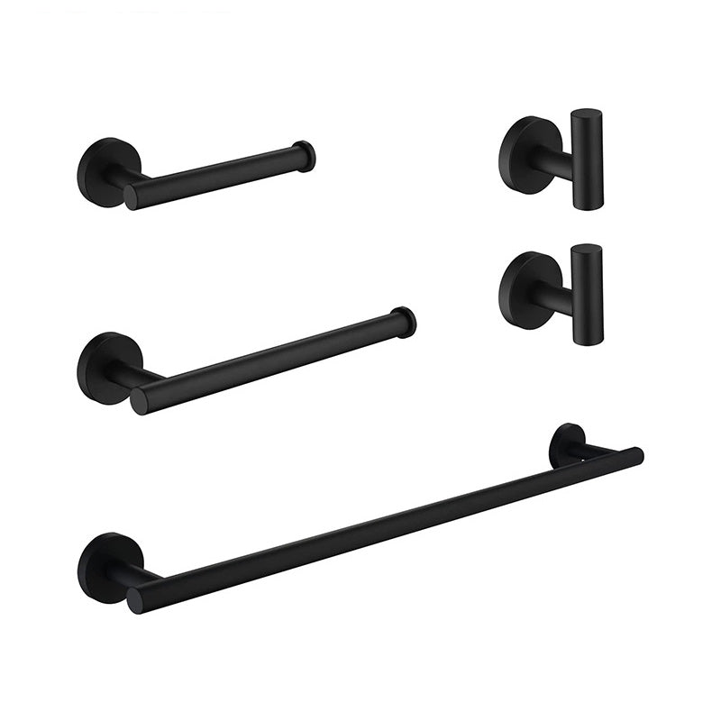 Matte Black Bathroom Hardware Set Stainless Steel Towel Bar/Paper Holder/Robe Hooks