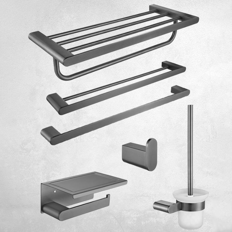 5-Piece Modern Bath Hardware Set in Stainless Steel with Towel Bar/Robe Hooks/Paper Holder