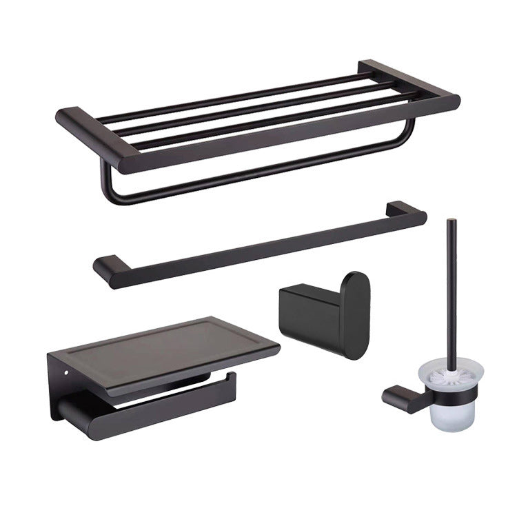 5-Piece Modern Bath Hardware Set in Stainless Steel with Towel Bar/Robe Hooks/Paper Holder