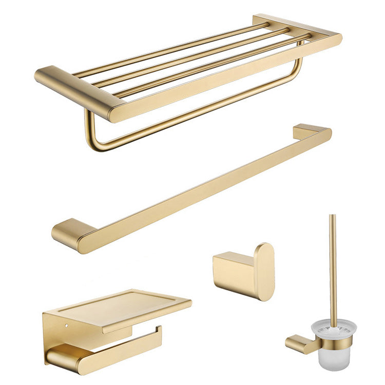 5-Piece Modern Bath Hardware Set in Stainless Steel with Towel Bar/Robe Hooks/Paper Holder