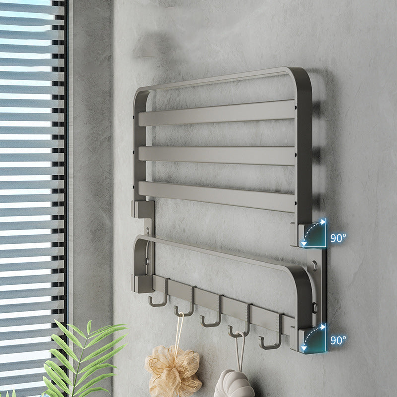 Modern Gray Bathroom Accessory Set Aluminum Stainless Bath Shelf/Robe Hooks/Towel Bar