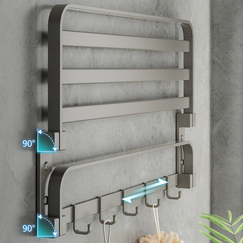 Modern Gray Bathroom Accessory Set Aluminum Stainless Bath Shelf/Robe Hooks/Towel Bar