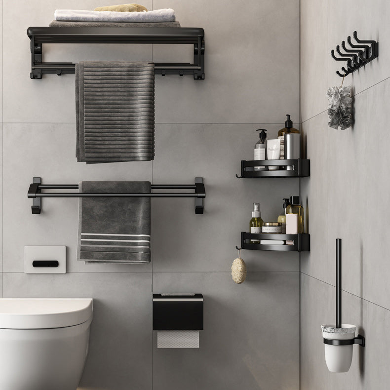 Contemporary Bath Hardware Set Matte Black Bathroom Set with Robe Hooks/Towel Bar