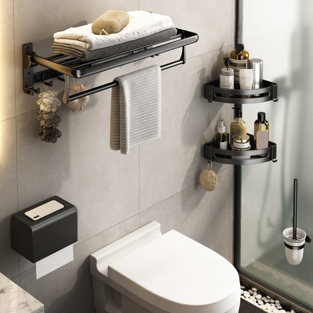 Contemporary Bath Hardware Set Matte Black Bathroom Set with Robe Hooks/Towel Bar