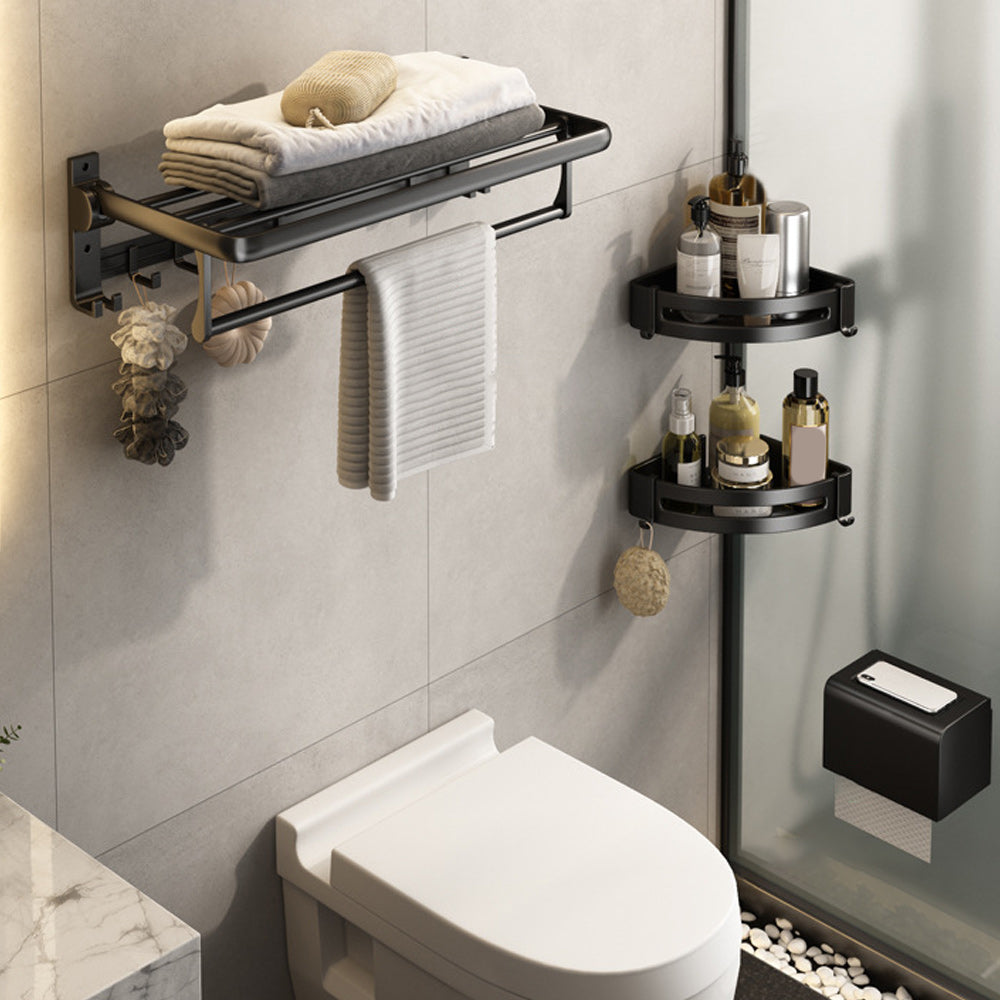 Contemporary Bath Hardware Set Matte Black Bathroom Set with Robe Hooks/Towel Bar