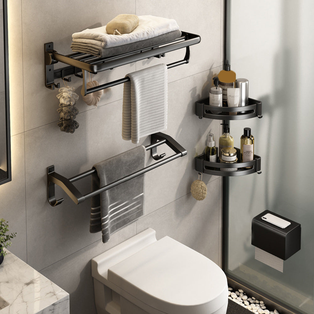 Contemporary Bath Hardware Set Matte Black Bathroom Set with Robe Hooks/Towel Bar