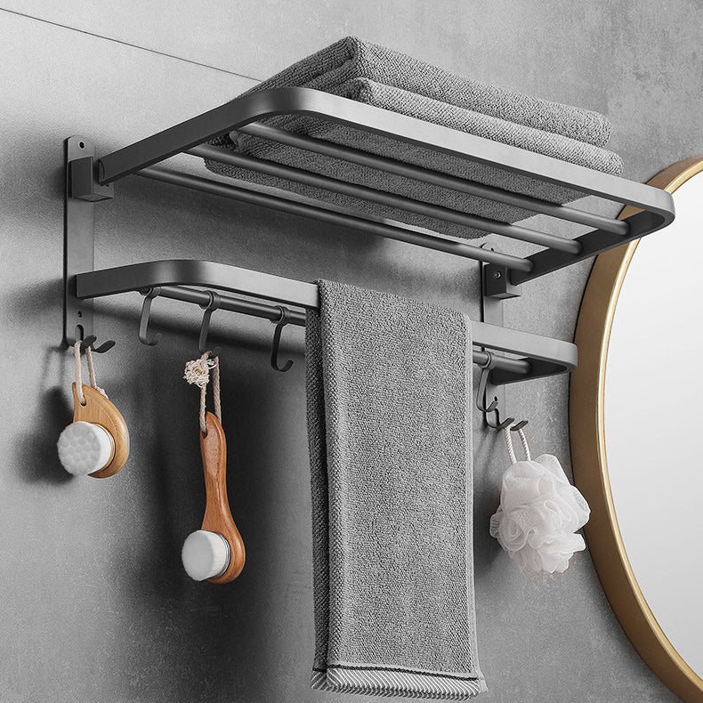 Modern Bath Hardware Set in Stainless Steel Matte Gray Robe Hooks/Towel Bar