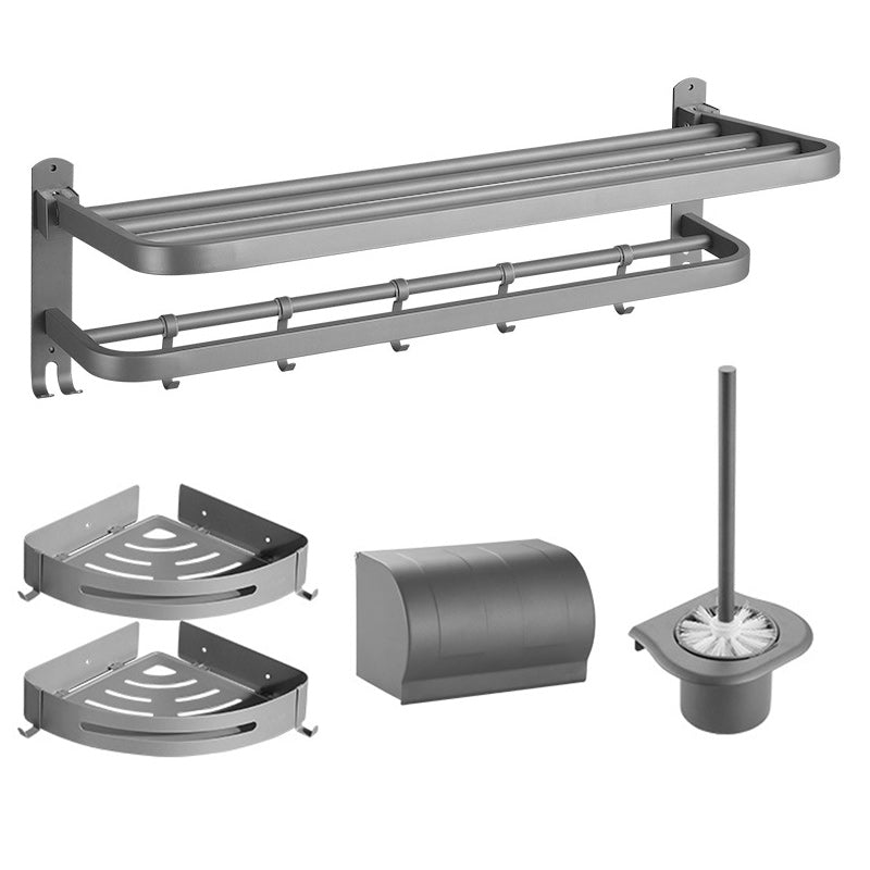 Modern Bath Hardware Set in Stainless Steel Matte Gray Robe Hooks/Towel Bar