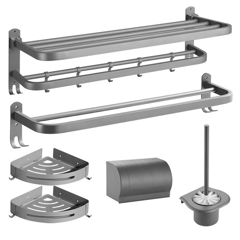 Modern Bath Hardware Set in Stainless Steel Matte Gray Robe Hooks/Towel Bar