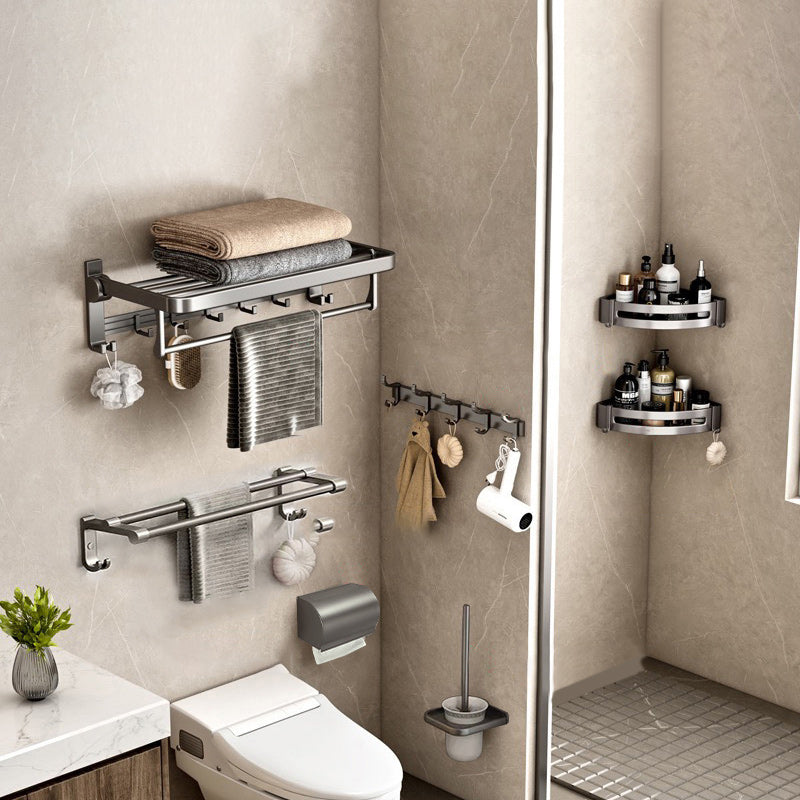 Contemporary Gray Bathroom Hardware Set Bath Shelf/Towel Bar Included Bathroom Set