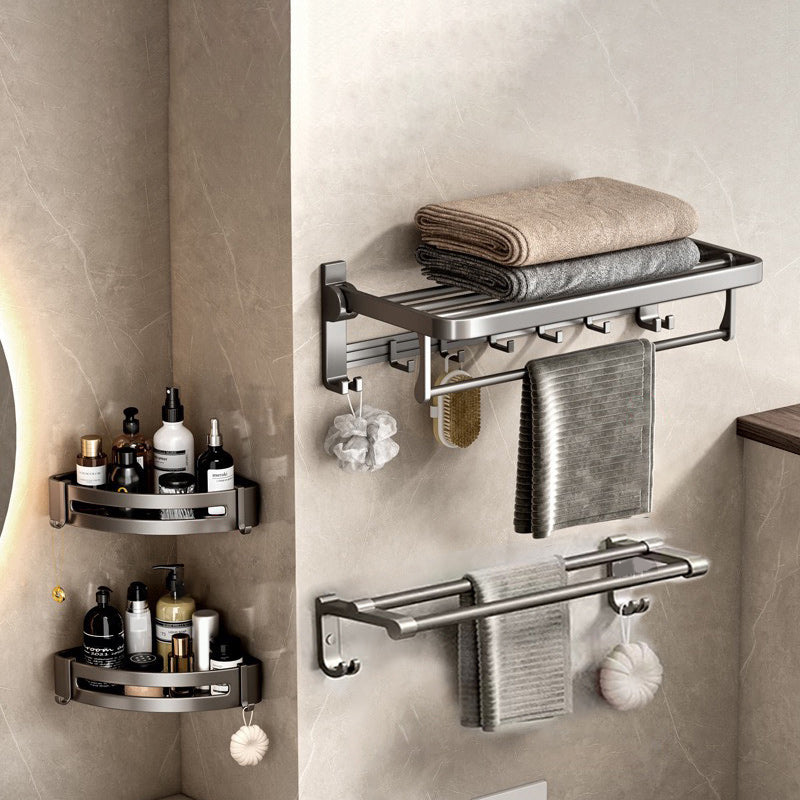 Contemporary Gray Bathroom Hardware Set Bath Shelf/Towel Bar Included Bathroom Set