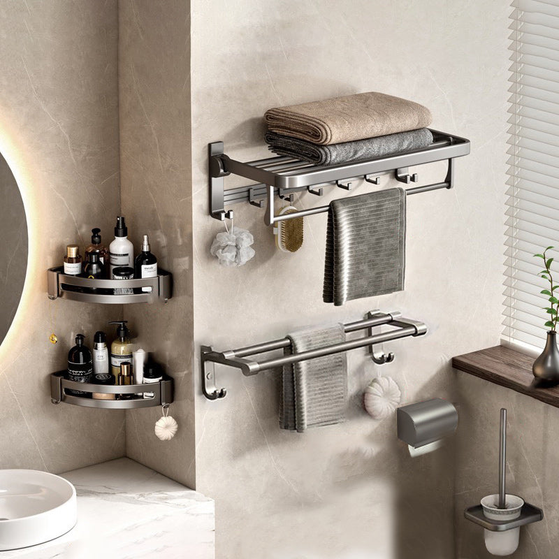 Contemporary Gray Bathroom Hardware Set Bath Shelf/Towel Bar Included Bathroom Set