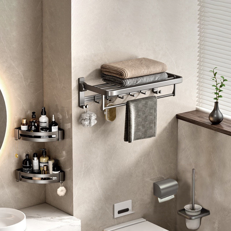 Contemporary Gray Bathroom Hardware Set Bath Shelf/Towel Bar Included Bathroom Set