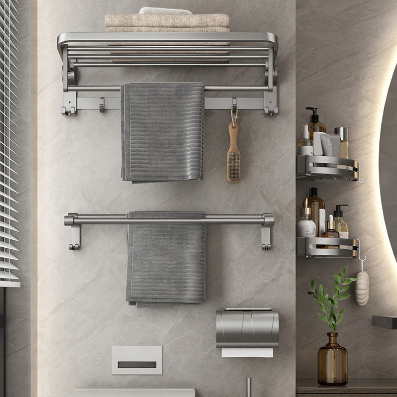 Contemporary Gray Bathroom Hardware Set Bath Shelf/Towel Bar Included Bathroom Set