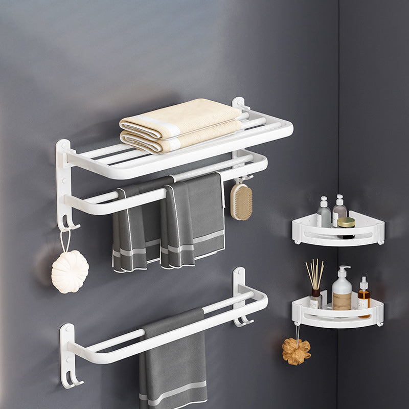 White Contemporary Bathroom Accessory Set Stainless Aluminum Bathroom Set