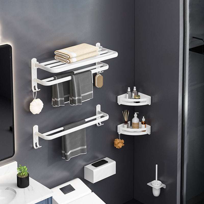 White Contemporary Bathroom Accessory Set Stainless Aluminum Bathroom Set