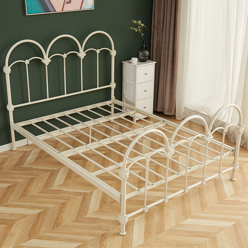 Contemporary White/Beige Standard Bed with Open-Frame Headboard