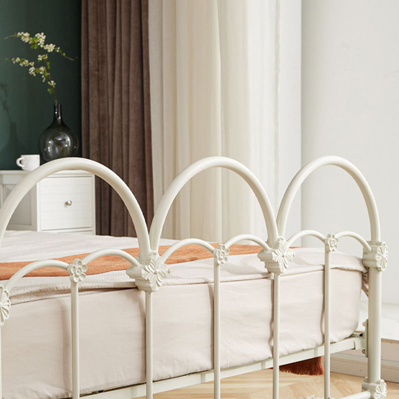 Contemporary White/Beige Standard Bed with Open-Frame Headboard