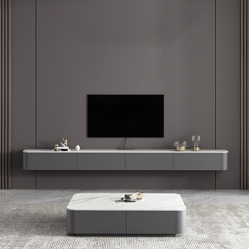 Enclosed Storage Stand Console Stone TV Media Console for Living Room