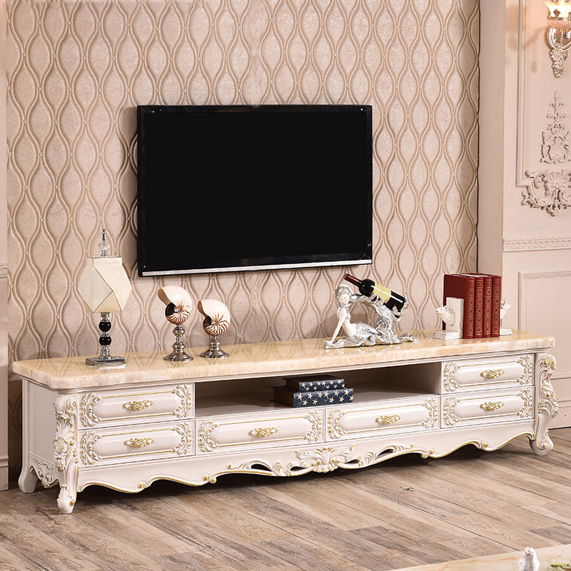 Open Storage Stand Console Glam TV Media Console with Drawers