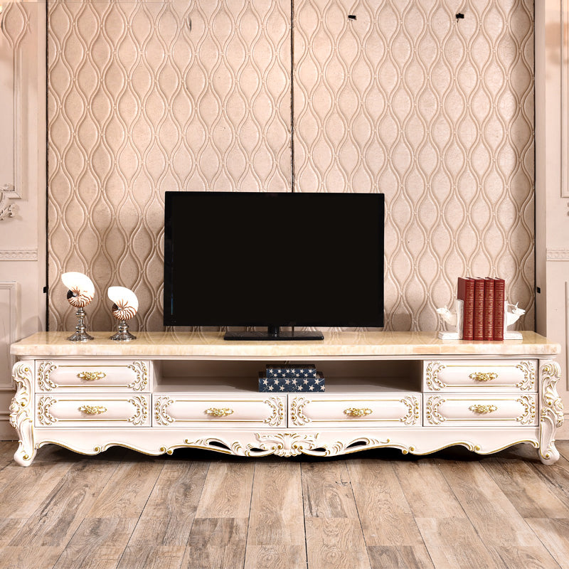 Open Storage Stand Console Glam TV Media Console with Drawers