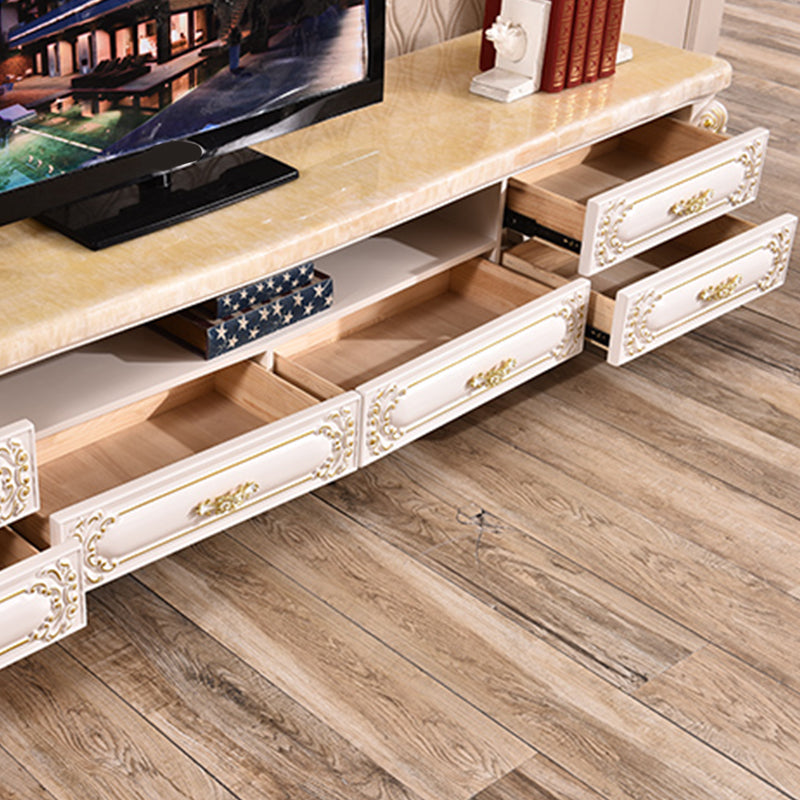 Open Storage Stand Console Glam TV Media Console with Drawers