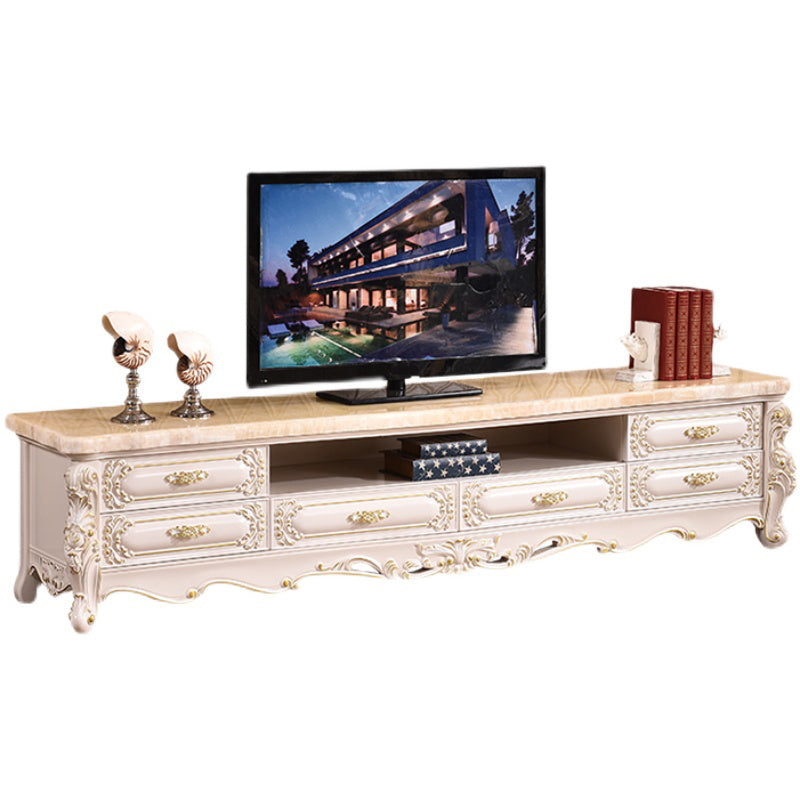 Open Storage Stand Console Glam TV Media Console with Drawers