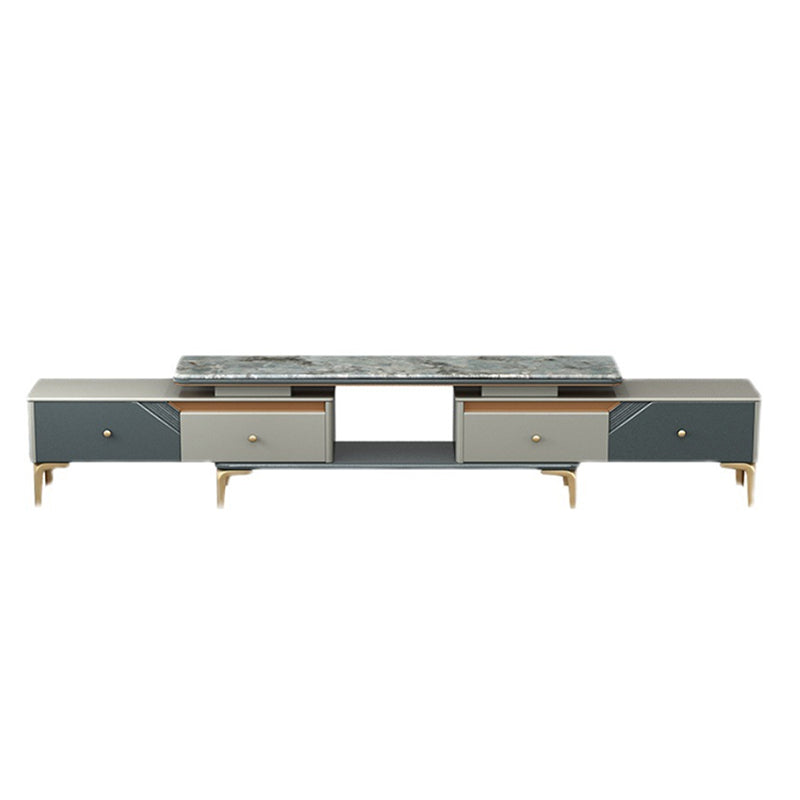 Glam Open Shelving Media Console Stone TV Stand with Drawers for Living Room