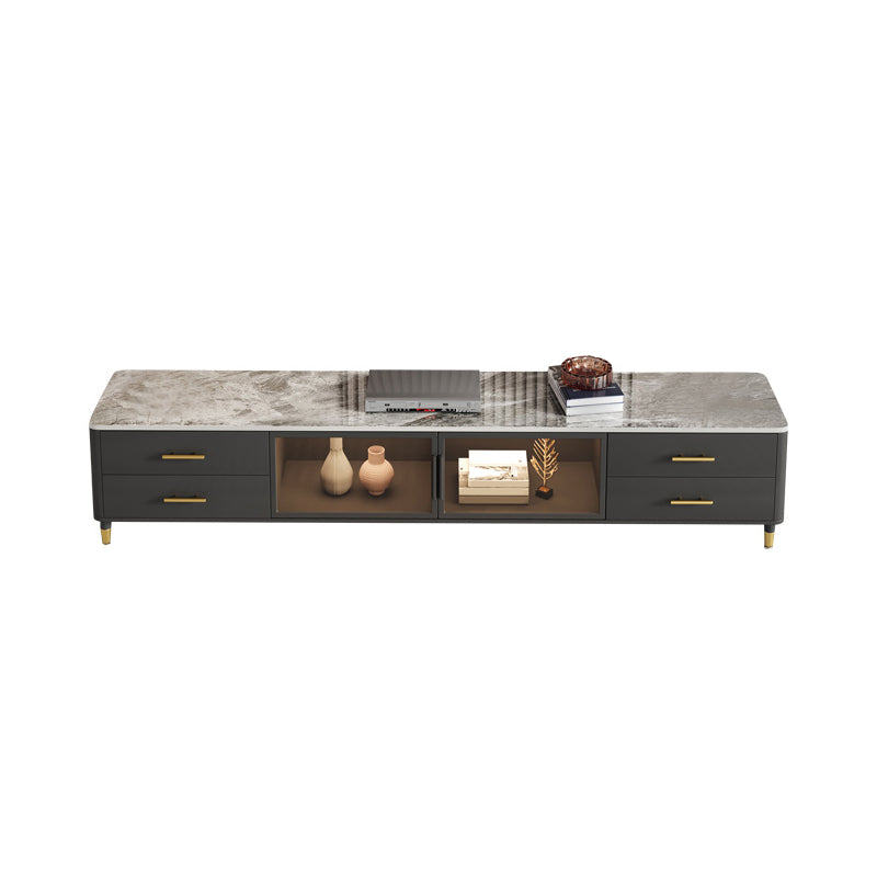 Enclosed Storage Stand Console Glam TV Media Console with 4 Drawers