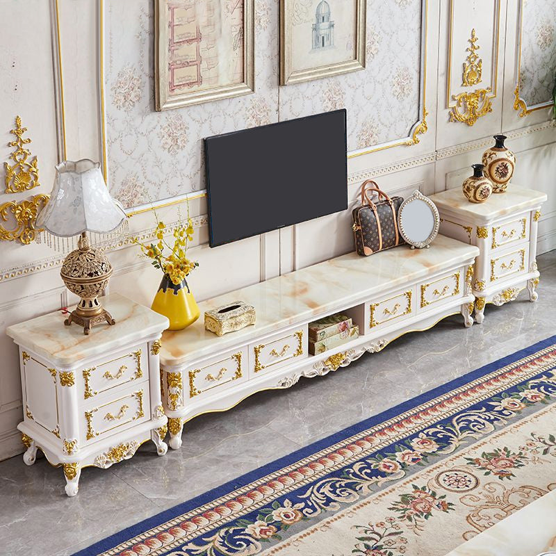 Open Storage Stand Console Traditional TV Media Console with Drawers